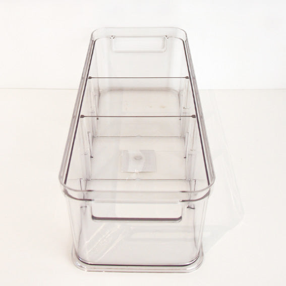 Empty clear plastic divider tray